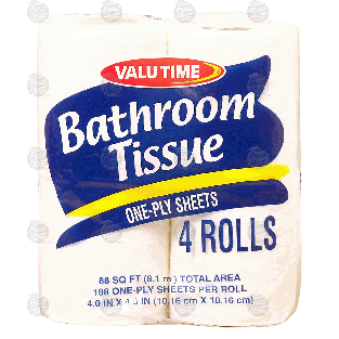 Valu Time  bathroom tissue, one-ply  4pk