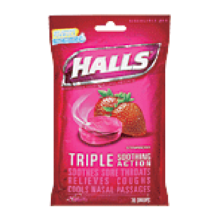 Halls  strawberry menthol drops, cough suppressant  30ct