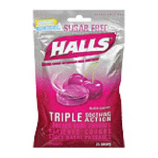 Halls Cough Suppressant black cherry sugar free menthol drops  25ct