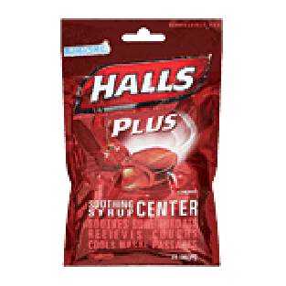 Halls Plus cherry w/medicine center menthol drops, cough suppressa 25ct