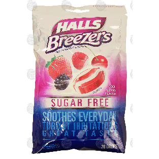 Halls Breezers pectin throat drops, cool berry flavor, sugar-free  20ct