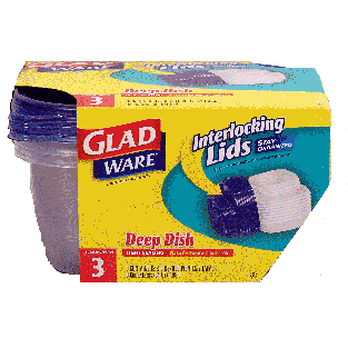 Glad  deep dish containers, lids and containers, 64 oz, bpa free  3ct