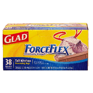 Glad Force Flex tall kitchen bags, stretchable strength, 13 gallon 38ct