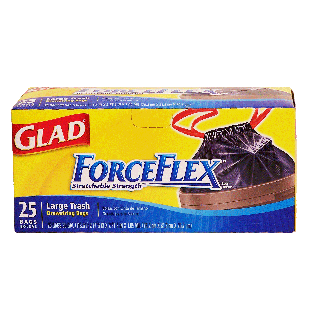 Glad Force Flex large trash bags, stretchable strength, 30 gallon  25ct