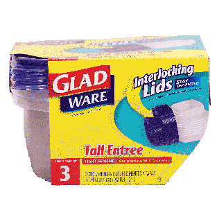 Glad  tall entree 5.25 cup large square containers with interlockin 3ct