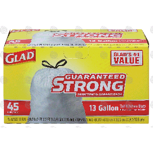 Glad  13 gallon tall kitchen drawstring trash bags  45ct