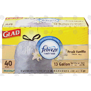 Glad Odor Shield 13 gallon tall kitchen bags with febreze freshnes 40ct