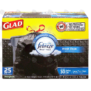Glad Odor Shield 30 gallon large trash bags with febreze freshness 25ct