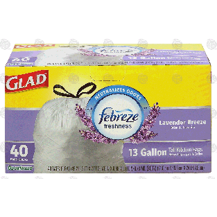 Glad Odor Shield 13 gallon tall kitchen bags with febreze freshnes 40ct