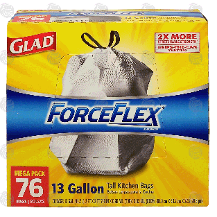 Glad ForceFlex 13 gallon tall kitchen bags  76ct