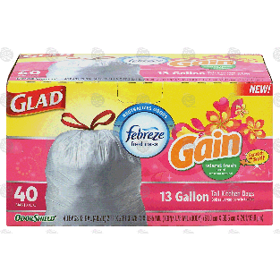 Glad Odor Shield 13 gallon tall kitchen bags with febreze freshnes 40ct