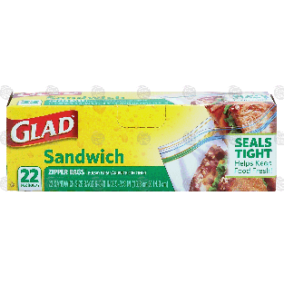 Glad Sandwich sandwich size zipper bags, 6-5/8 in x 5-7/8 in  22pk