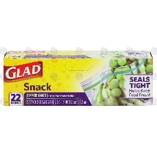 Glad Snack snack size zipper bags, 6-5/8 in x 3-1/4 in  22pk