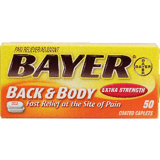 Bayer  extra strength back & body pain aspirin coated caplets 50ct