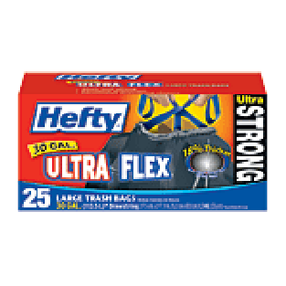 Hefty Ultra Flex 30 gallon multipurpose large trash drawstring bag 25ct