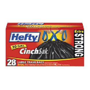 Hefty  multipurpose large trash drawstring bags, 30 gal  28ct