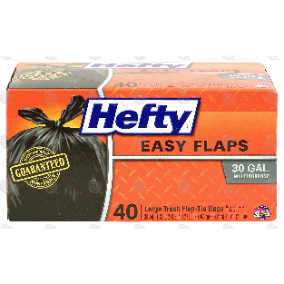 Hefty Easy Flaps multipurpose large trash flap-tie bags, 30 gal  40ct