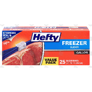 Hefty  gallon size freezer slider bags, 10 9/16 in x 11 in  25ct