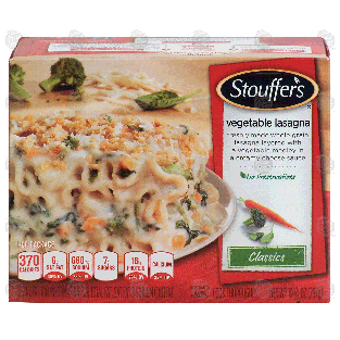 Stouffer's Classics vegetable lasagna; whole grain lasagna laye10.5-oz