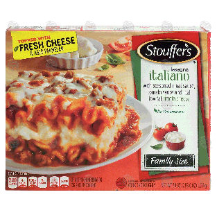 Stouffer's Family Size lasagna italiano w/ seasoned meat sauce, t38-oz