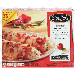 Stouffer's Family Size cheese manicotti, filled with three ital29.5-oz