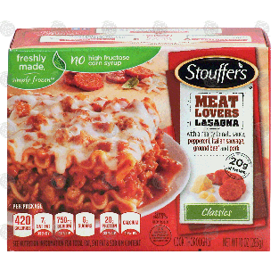 Stouffer's Classics meat lovers lasagna with a hearty tomato sauc10-oz