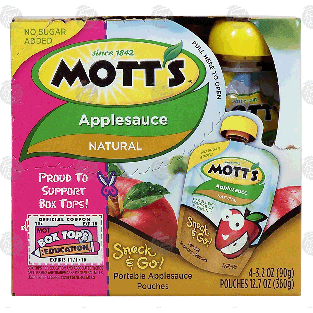Mott's Snack & Go! natural applesauce, 4-pouches 12.7oz