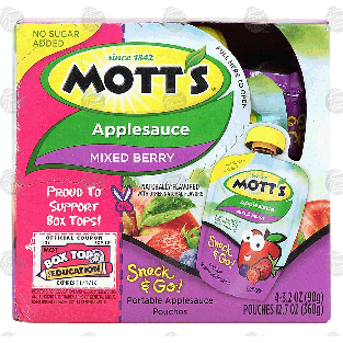 Mott's Snack & Go! mixed berry applesauce, 4-pouches 12.7oz