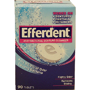 Efferdent  denture cleanser; anti-bacterial, fights odor, removes 90ct