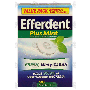 Efferdent  denture cleaner plus mint, anti-bacterial tablets  90ct