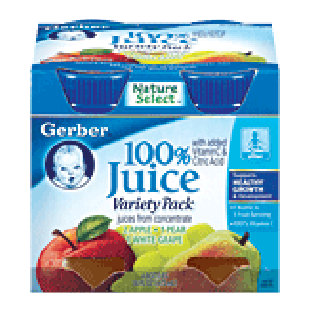 Gerber Juices  Variety Pack Apple/Pear/White Grape 4 Oz 4pk