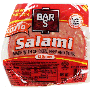 Bar S  cotto salami made with chicken, beef and pork, sliced 12oz
