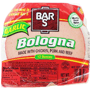 Bar S  garlic bologna made with chicken, pork and beef, sliced 12oz