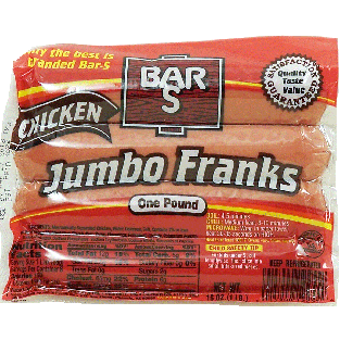 Bar S  chicken jumbo franks, 8-links 16oz