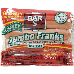 Bar S  turkey jumbo franks, 8-count 16oz