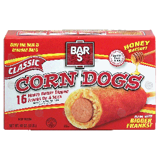 Bar S  classic corn dogs, 16 honey batter dipped franks on a stic48-oz