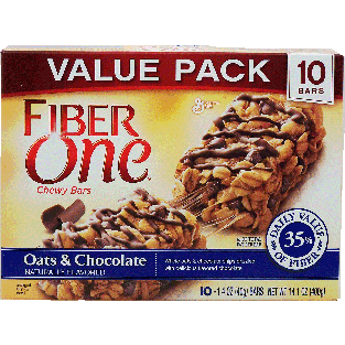 Fiber One  oats & chocolate chewy bars, whole oats & chocolate c14.1oz