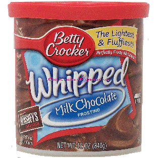 Betty Crocker Whipped milk chocolate frosting made with hershey's 12oz