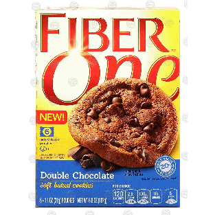 Fiber One  double chocolate soft-baked cookies, 6 individual pouc6.6oz