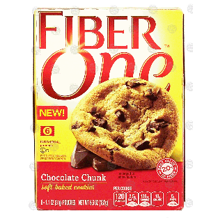 Fiber One  chocolate chunk soft baked cookies, 6 individual pouch6.6oz