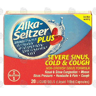 Alka Seltzer Plus severe sinus, cold & cough, 20 liquid gels, liqu 20ct