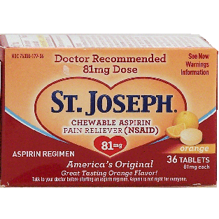 St. Joseph  aspirin 81-mg., orange tablets 36ct