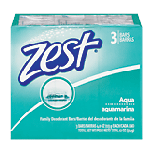 Zest Zestfully Clean refreshing bars, aqua with vitamin e, 3-count 12oz