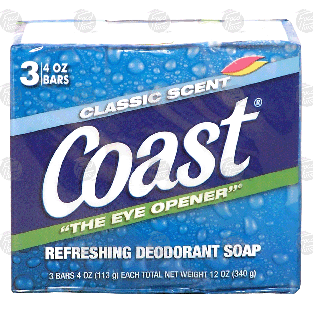 Coast  classic scent, refreshing deodorant soap  3ct