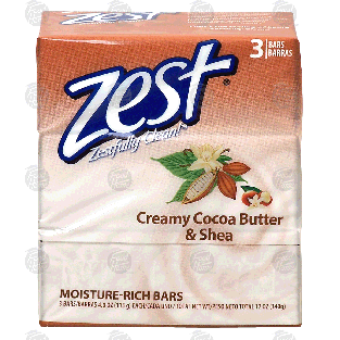 Zest Zestfully Clean moisture-rich bars, creamy cocoa butter & shea 3pk