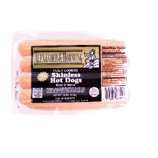 Alexander & Hornung  fully cooked skinless hot dogs, 8 ct 16oz