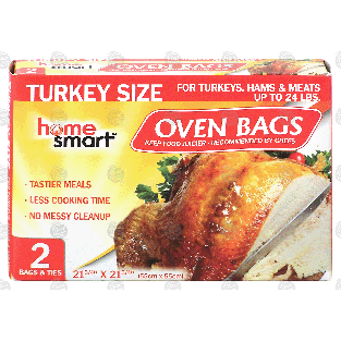 Home Smart Oven Bags turkey size oven bags, 2 bags & 2 ties, 21 3/4 2ct