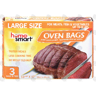 Home Smart Oven Bags large size oven bags, 3 bags & ties, 13 3/4 in 3ct