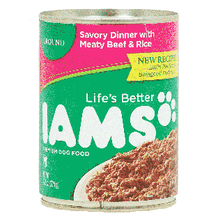 Iams  ground, savory dinner with meaty beef & rice 13.2oz