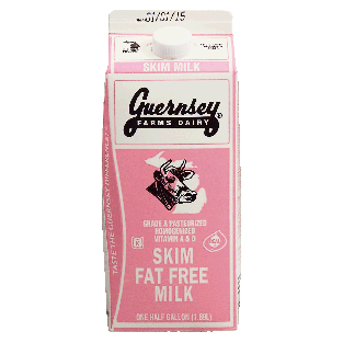 Guernsey Farms Dairy  fat free skim milk 0.5gal